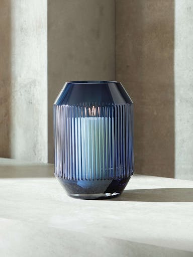 L.S.A. Rotunda Lantern/Vase H26 cm Sapphire - Blue / Glass