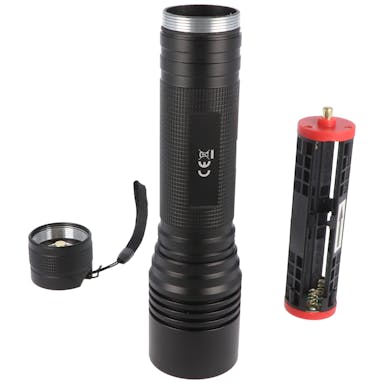 18W zoom LED high-performance flashlight for 6 pieces Mignon AA, with sliding focus for zooming