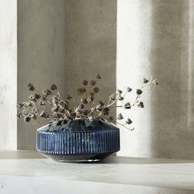 L.S.A. Rotunda Wide Vase H14 cm Sapphire - Blue / Glass