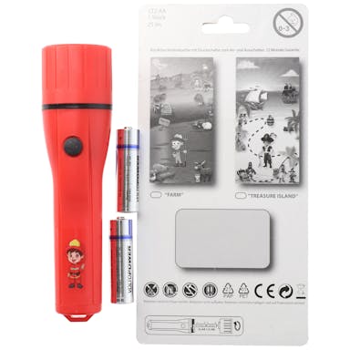 LED children's flashlight in a great firefighter design, easy to use, weighs only 135 grams, comes w