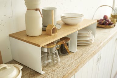 Yamazaki Kitchen rack L wood top - Tosca - white