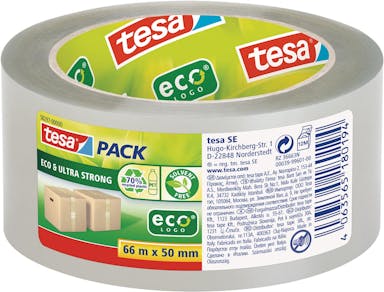 Tesapack eco & ultra strong ecologo, 50 mm x 66 m, transparant 6 stuks
