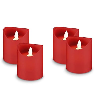 Set of 4 LED real wax candles in red, decoration ideal for Advent, Advent wreath and Christmas