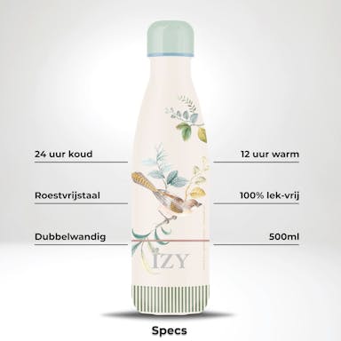 IZY Drinkfles - Pip Studio - Little Birds - Waterfles - Thermosbeker - RVS - 12 uur warm - 500 ml