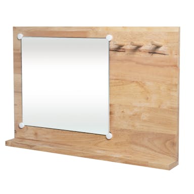 Furniteam Wall Rack with Mirror and Peg Hooks