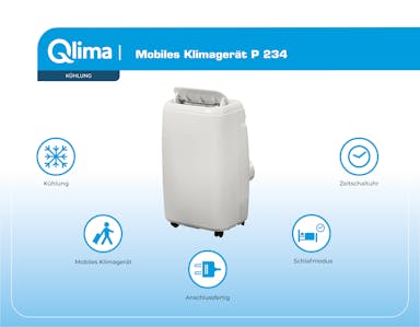 EOL Qlima P 234 Mobiele airconditioner - Wit - Draadloos met timerfunctie - Voor ruimtes tot 110m²