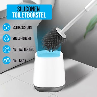 Strex Toiletborstel Siliconen met Houder - Sneldrogend, Hygiënisch & Antibacteriële Werking - WC