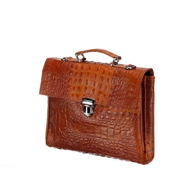 Mutsaers Leather briefcase - The Walker - Cognac Croco