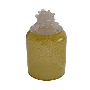 Home delight Storage jar Flower yellow glass 19cm