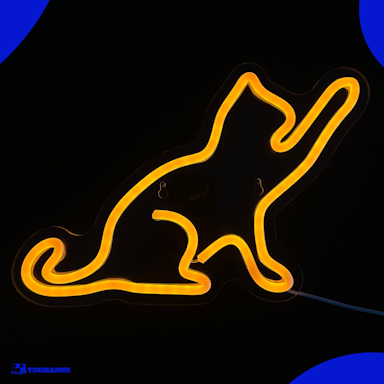 Neon Lamp - Kat Oranje - Incl. Ophanghaakjes - Neon Sign - Neon Verlichting - 20 x 30 cm