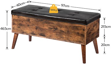 Furnilux - Bench - shoe bench with storage space - 97 x 40 x 46.5 cm