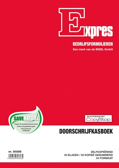 Sigel Expres kasboek, ft A4, Nederlandstalig, dupli (50 x 2 vel) 2 stuks