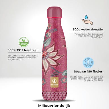 IZY Drinkfles - Pip Studio - Flower Festival - Waterfles - Thermosbeker - RVS - 12 uur warm - 500 ml