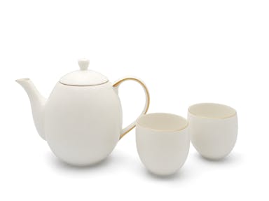 Bredemeijer Tea set Canterbury 1.2L white + 2 mugs