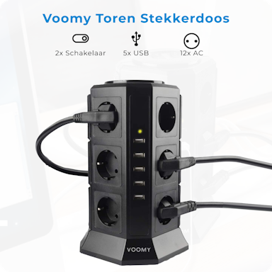 Voomy Tower Socket 5 USB-A & 12 EU