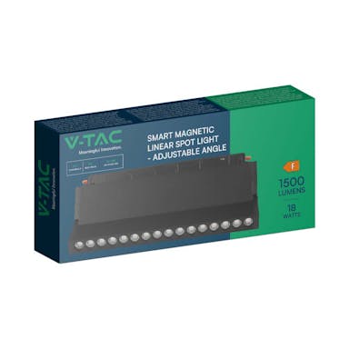 V-TAC VT-3618 Smart Magnetic Tracklights - Linear - Black - IP20 - 18W - 1500 Lumens - 3IN1