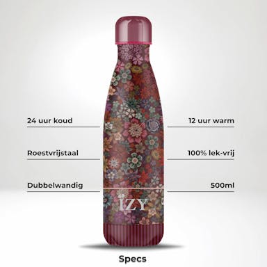 IZY Drinkfles - Pip Studio - Tutti I Fiore - Waterfles - Thermosbeker - RVS - 12 uur warm - 500 ml