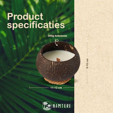NAMTURE Kokosnoot Kaars - Geurloos 1 Pack