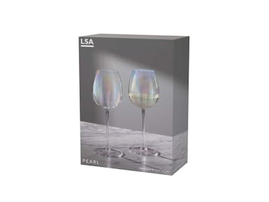 L.S.A. Pearl White Wine Glass 11oz Mother of Pearl x 2 - Transparent / Glass