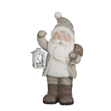 House of Seasons Santa Claus with Lantern Christmas statue - L23 x W16 x H45 cm - Grey