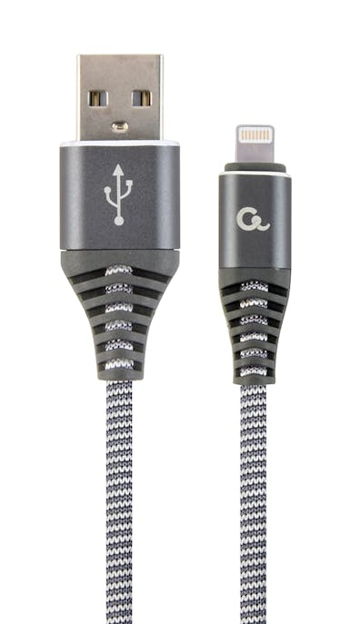 Premium 8-pin laad- & datakabel 'katoen' 1 meter spacegrey/wit