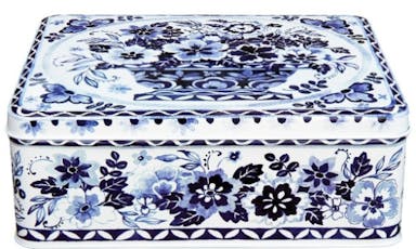 Storage Tin Blue-White - Flowers - Nostalgia - Tin - Rectangle - 20 x 15 x 8 cm