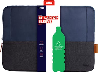Trust laptop sleeve voor 16 inch laptops, blauw