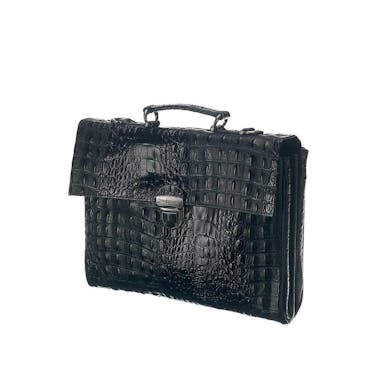 Mutsaers Leather briefcase - The Walker - Black Croco