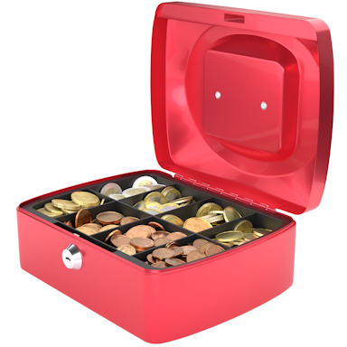 ACROPAQ Money Box - Money Box with Key, 20 x 16 x 9 cm, Metal - Money Safe, Money Drawer - Red