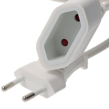 5m EURO extension cable for the flat 2-pin Euro plug, color white