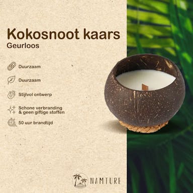 NAMTURE Kokosnoot Kaars - Geurloos 1 Pack