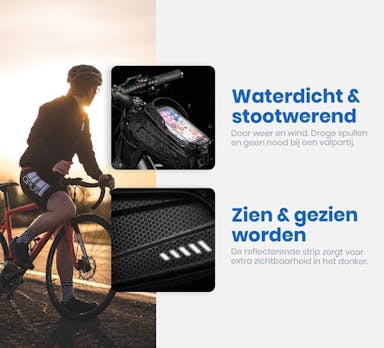 Frametas Fiets Waterdicht Zwart - Telefoonhouder fiets - Mountainbike accessoires - Mobielhouder