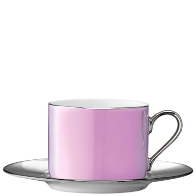 L.S.A. Palazzo Teacup & Saucer 250 ml Raspberry/Platinum