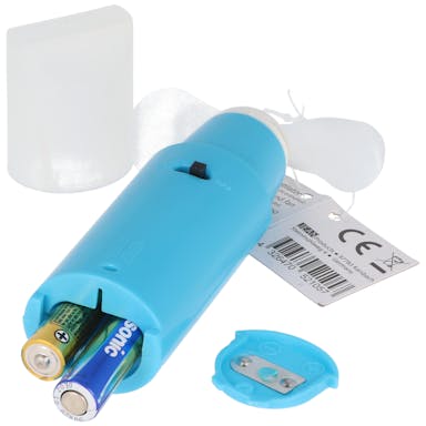 Mini fan with lid, hand fan, sorted by colour, including 2x micro AAA batteries