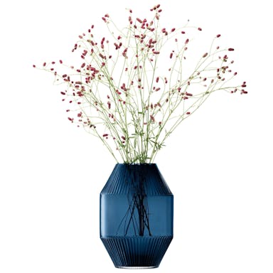 L.S.A. Rotunda Vase H37 cm Sapphire - Blue / Glass