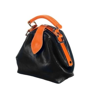 Mutsaers Women's leather bag - The Vesper - Black Orange