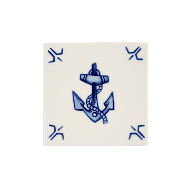 Royal Delft Schiffmacher tegel Hope - Wit-Blauw / 13 x 13 x 0.5 cm / Keramiek