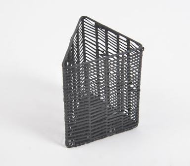 Handwoven Cane & Iron Black Triangle Pen Stand