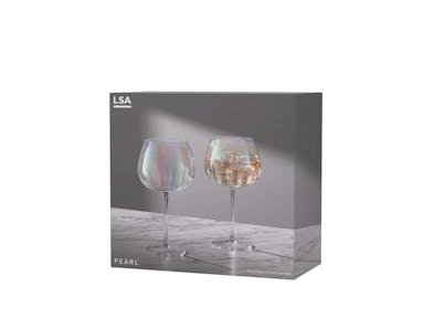 L.S.A. Pearl Balloon Goblet 22oz Mother of Pearl x 2 - Transparent / Porcelain