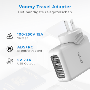 Voomy Travel Plug World - 4 USB Ports - White