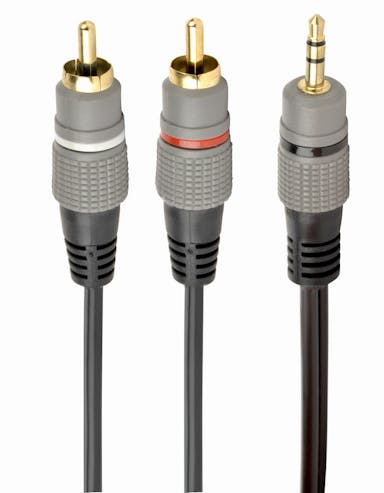 3.5 mm stereo plug to 2*RCA plugs 5m cable, gold-plated connectors