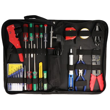 20-piece tool set in a practical storage bag, tool bag including soldering set