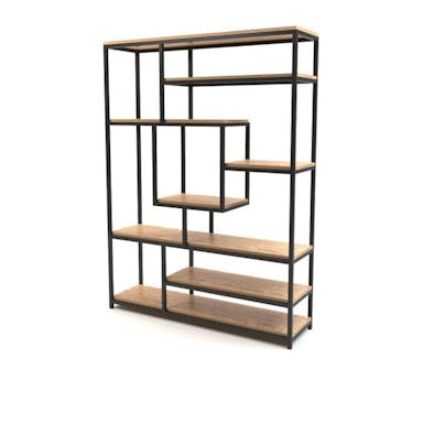 Industrial Bookcase COD - Mango Wood - 200x40x150cm - 200x40x150cm