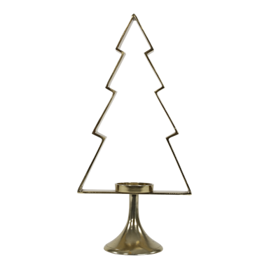 Kerstboom Aurum met windlicht, aluminium, goud 50cm. 4 stuks