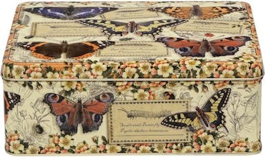Storage Tin Vintage Butterflies - Butterflies - Nostalgia - Tin - Rectangle - 20 x 15 x 8 cm