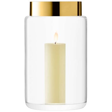 L.S.A. Aurum Vase/Lantern H40cm Clear/Gold - Gold / Glass