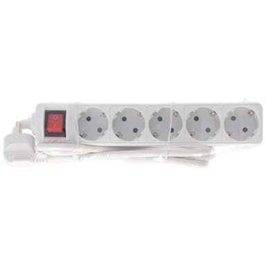 5-way socket strip with switch, 5x Schuko, ideal for angle plugs and Schuko plugs, cable length 1.5m