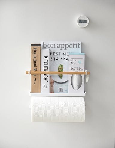 Yamazaki Magnetic kitchen paper & wrap holder - White