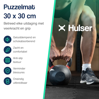 Hulser Puzzelmat - 30 x 30 x 1 cm - 48 stuks - 4,32 m2 - Fitness vloermat