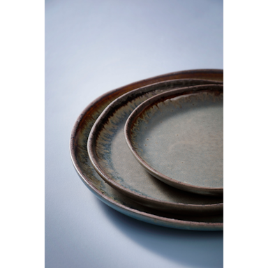 Palmer Plate Set David Mucky Stoneware 18-Piece Brown Green